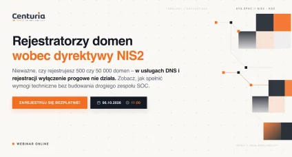 Baner do zapisu na webinar Centurii w temacie NIS2 dla rejestratorów domen